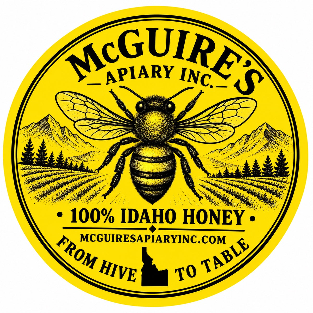 McGuire’s Apiary 3" Sticker – 100% Idaho Honey